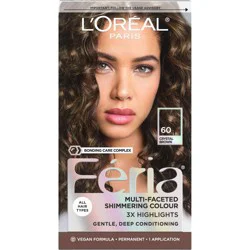 L'Oreal Paris Feria Multi-Faceted Shimmering Color - 6.3 fl oz - 60 Light Brown - 1 Kit: Permanent, Sulfate-Free, Aluminum-Free