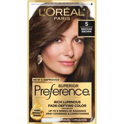 L'Oreal Paris Superior Preference Fade-Defying Color + Shine System - 5 M Brown - 1 Kit