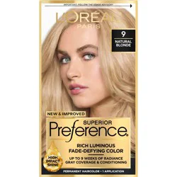 L'Oreal Paris Superior Preference Fade-Defying Color + Shine System - 6.5 fl oz - 9 Blonde - 1 kit