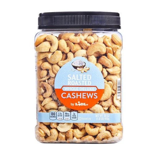 slide 1 of 1, Lidl Preferred Selection roasted whole deluxe cashews, salted, 30 oz