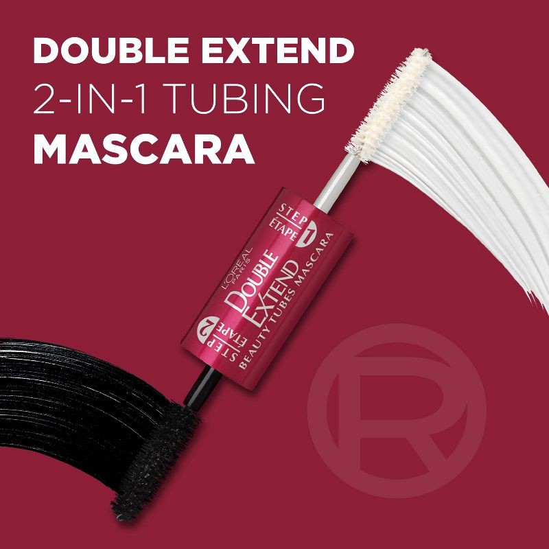 slide 7 of 9, L'Oreal Paris L'Oréal Paris Double Extend Beauty Tubes Lengthening Mascara and Basecoat - 575 Blackest Black - 0.33 fl oz, 0.33 fl oz