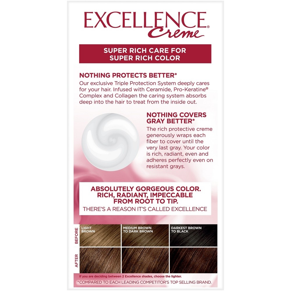 slide 3 of 5, L'Oreal Paris Excellence Triple Protection Permanent Hair Color - 6.3 fl oz - 4G Dark Golden Brown - 1 kit, 1 ct