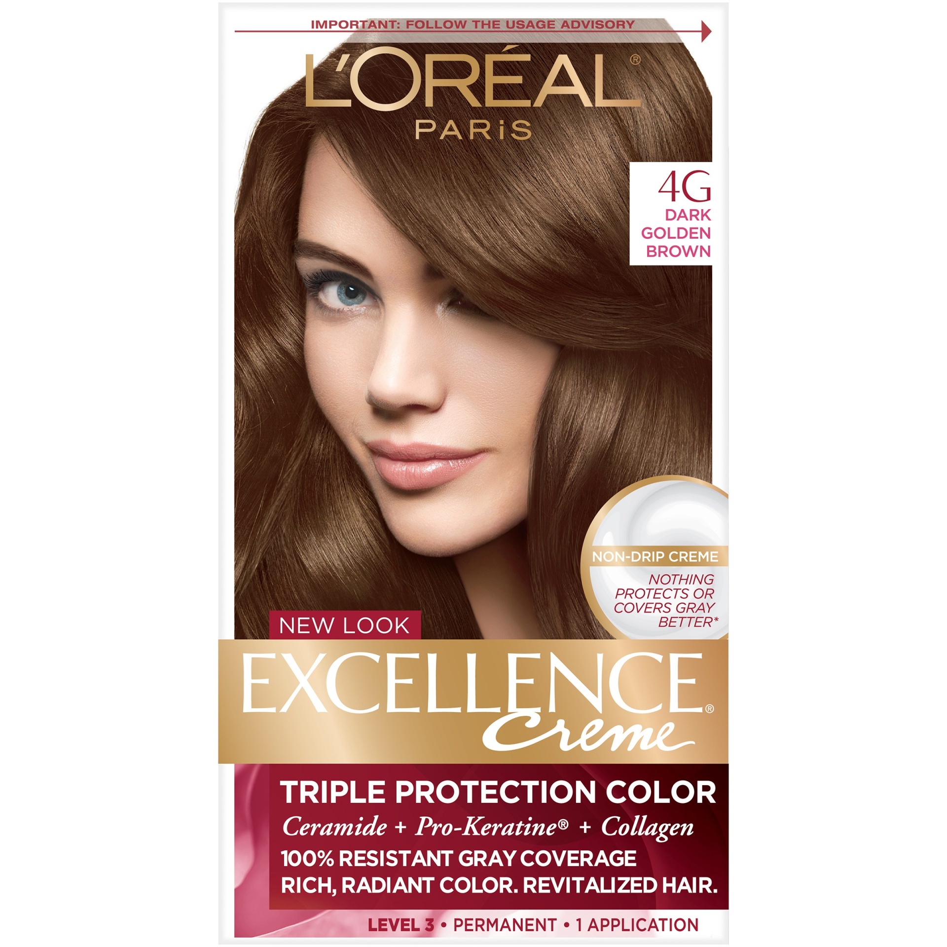 slide 1 of 5, L'Oreal Paris Excellence Triple Protection Permanent Hair Color - 6.3 fl oz - 4G Dark Golden Brown - 1 kit, 1 ct