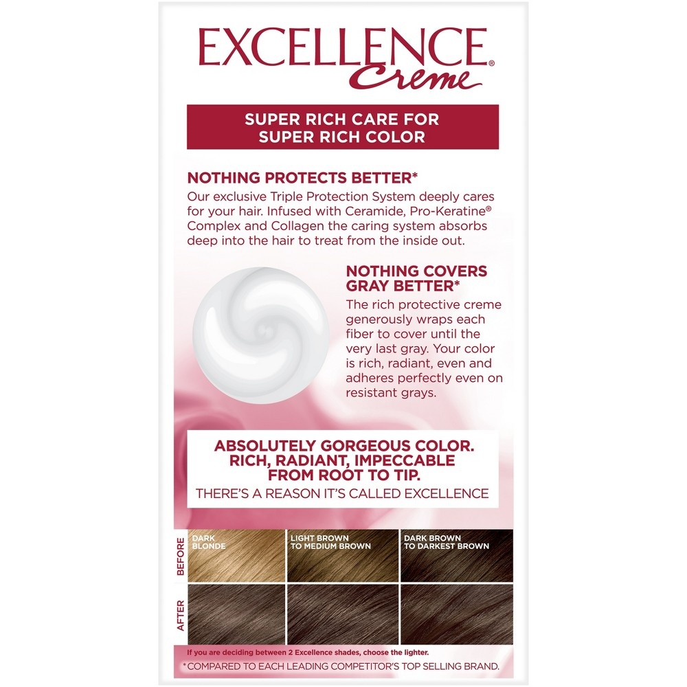 slide 3 of 5, L'Oreal Paris Excellence Triple Protection Permanent Hair Color - 6.3 fl oz - 5AB Mocha Ash Brown - 1 Kit, 1 ct