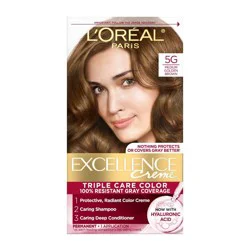 L'Oreal Paris Excellence Triple Protection Permanent Hair Color - 6.3 fl oz - 5G M Golden Brown - 1 Kit: Paraben-Free, Sulfate-Free
