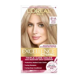 L'Oreal Paris Excellence Triple Protection Permanent Hair Color - 6.3 fl oz - 8.5A Medium Light Ash Blonde: Sulfate-Free Formula, Includes Gloves