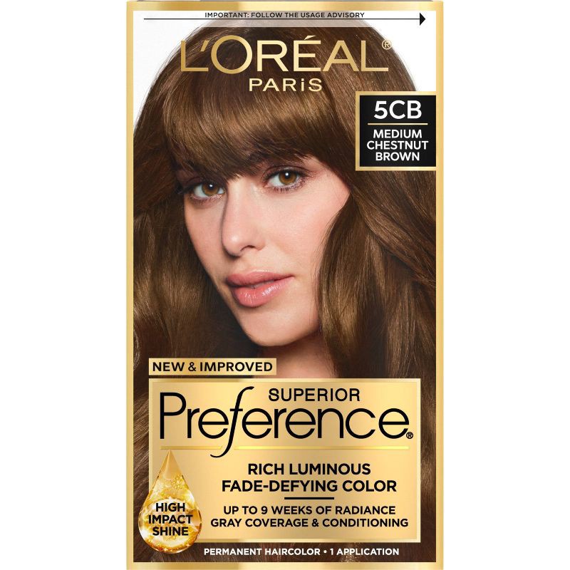 slide 1 of 10, L'Oreal Paris Superior Preference Fade-Defying Color + Shine System - 6.5 fl oz - 5CB M Chestnut Brown - 1 kit, 6.5 fl oz