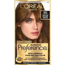L'Oreal Paris Superior Preference Fade-Defying Color + Shine System - 6.5 fl oz - 5G Medium Golden Brown - 1 Ki
