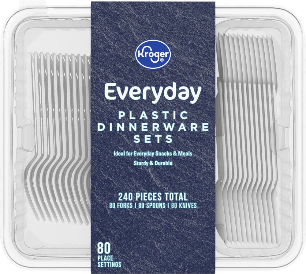 slide 1 of 4, Kroger Everyday Plastic Dinnerware Sets, 240 ct