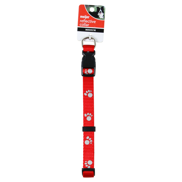 slide 1 of 1, Meijer Adjustable Dog Collar, Reflective, Red, Medium, MED