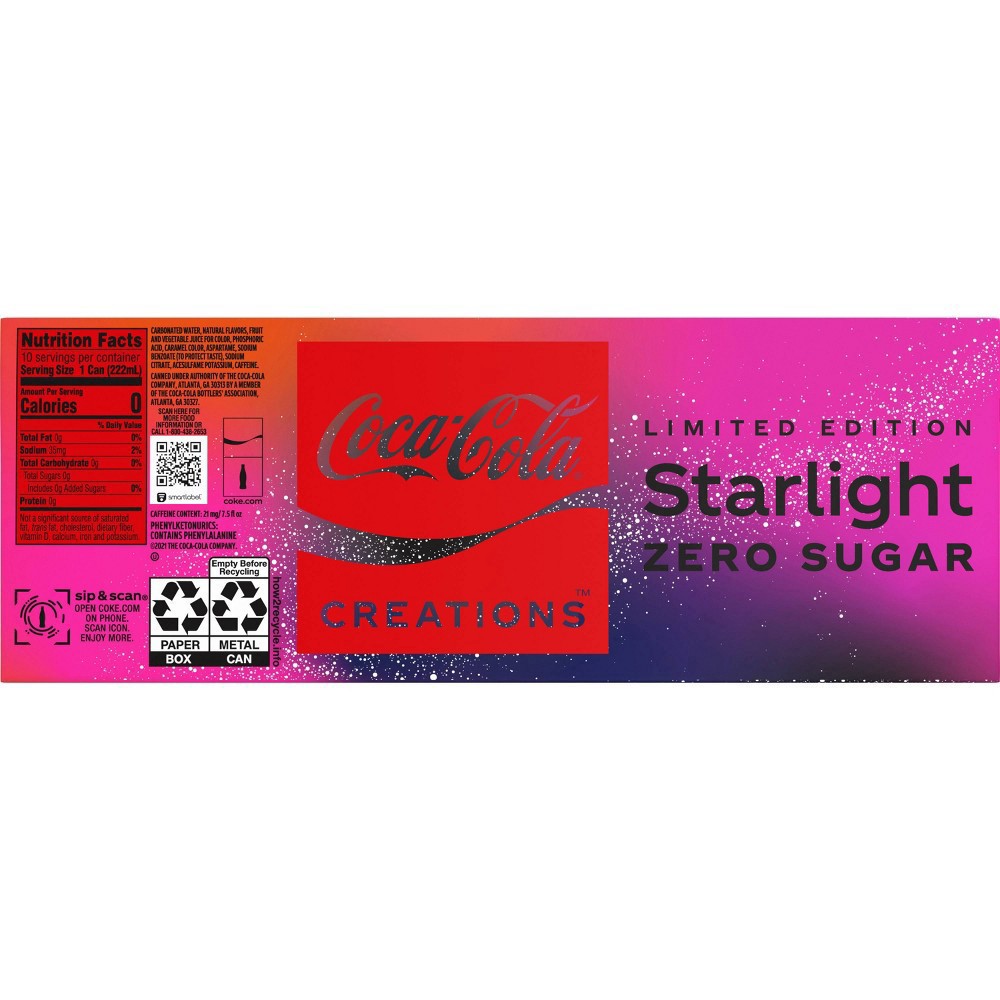 slide 5 of 11, Coke Limited Edition Zero Sugar Starlight Mini Cans, 10 ct; 7.5 fl oz