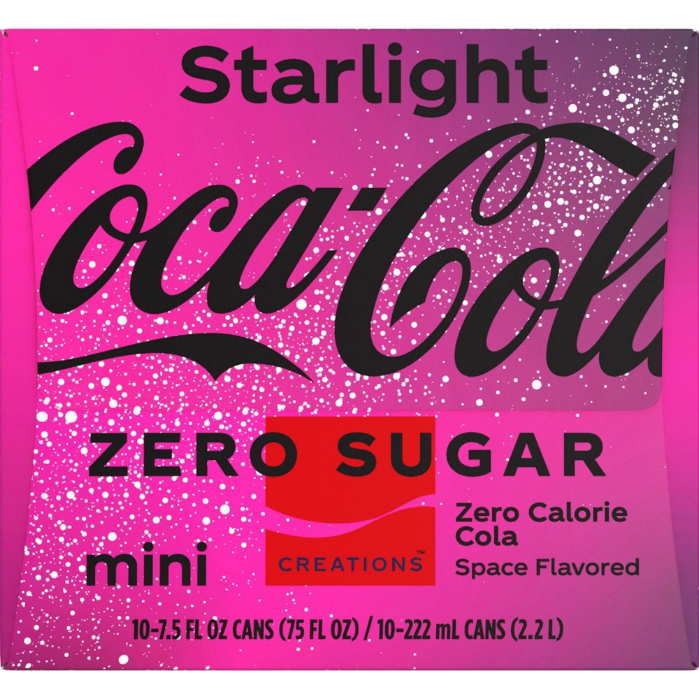 slide 9 of 11, Coke Limited Edition Zero Sugar Starlight Mini Cans, 10 ct; 7.5 fl oz