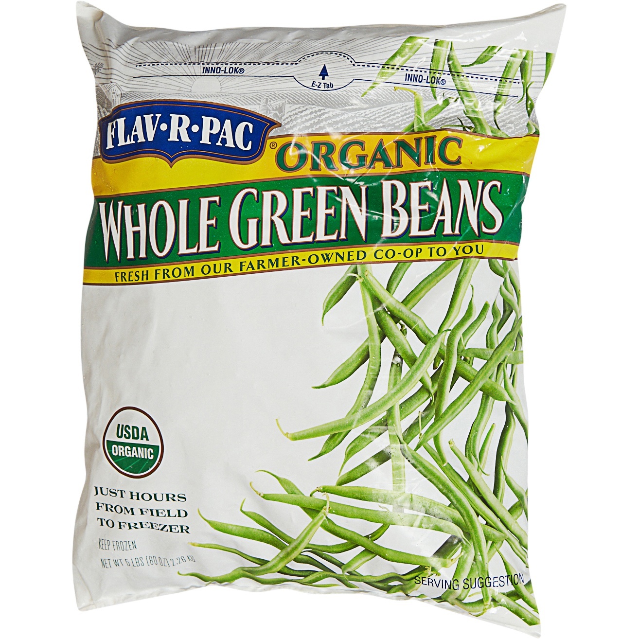 slide 1 of 1, Flav-R-Pac Organic Whole Green Beans, 5 lb