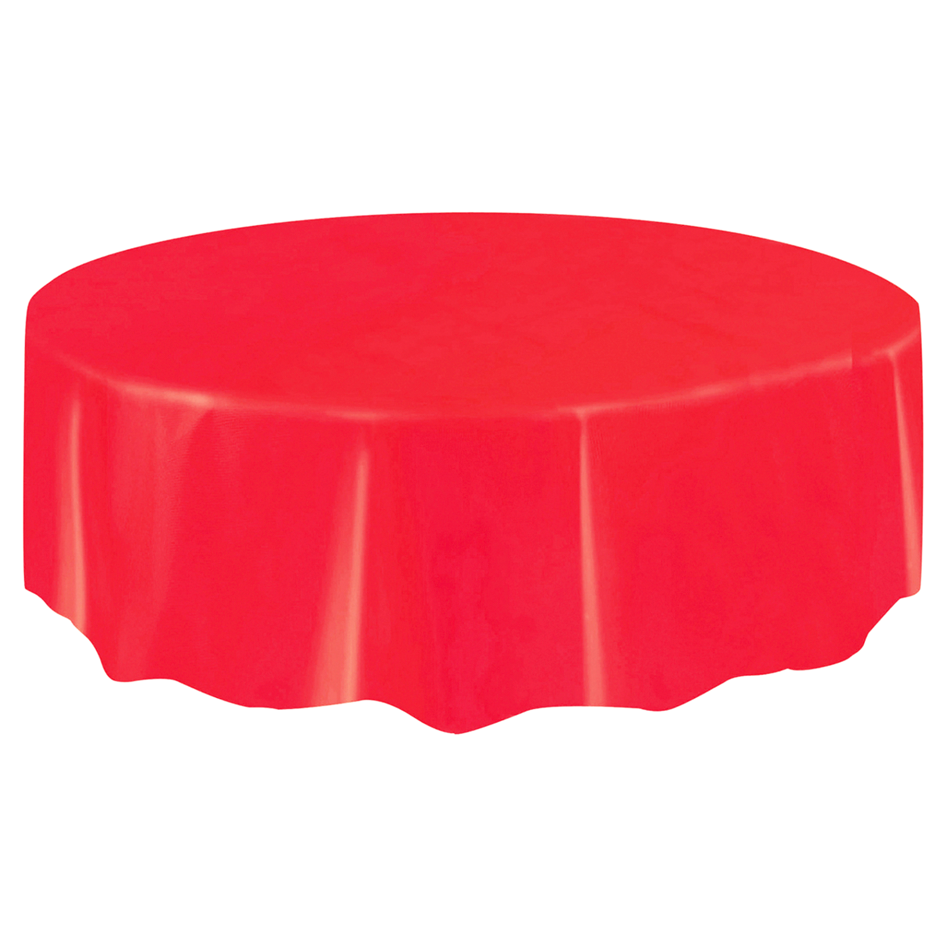 slide 1 of 2, Unique Round Ruby Red Plastic Table Cover, 84 in