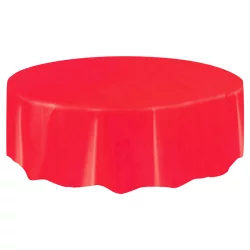 Round Ruby Red Plastic Table Cover