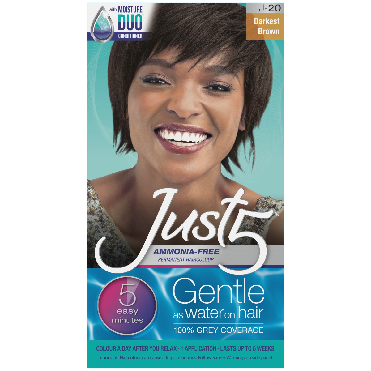 slide 1 of 6, Just 5 Women's Hair Color, Darkest Brown, One Application, 1 ct