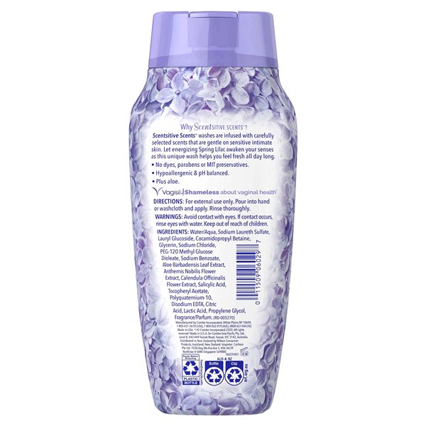 slide 12 of 21, Vagisil Scentsitive Scents Daily Intimate Vaginal Wash Spring Lilac Scent, 12 fl oz