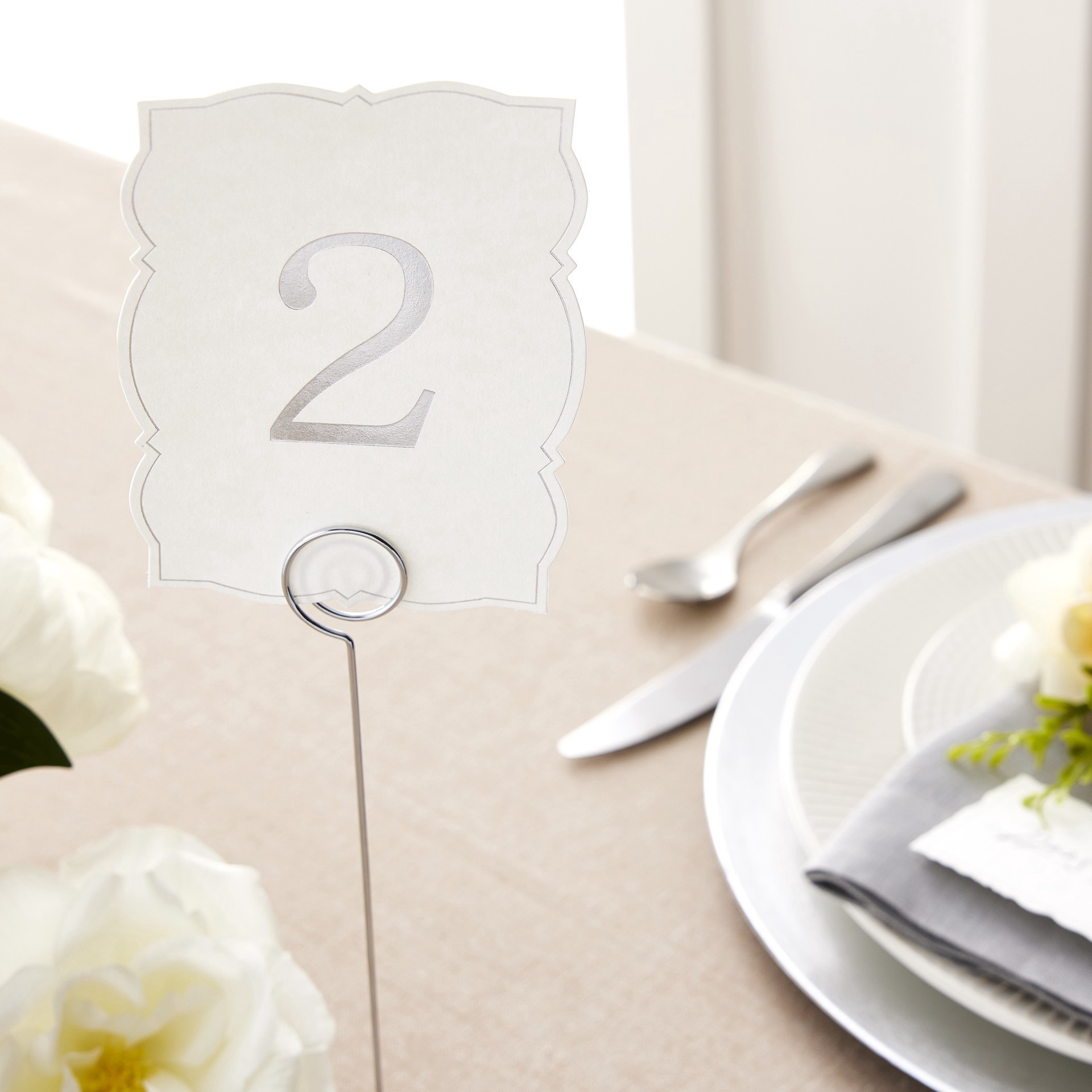 slide 3 of 3, 1-25 Ornate Silver Table Numbers By Celebrate It, 5.5 in x 3.5 in