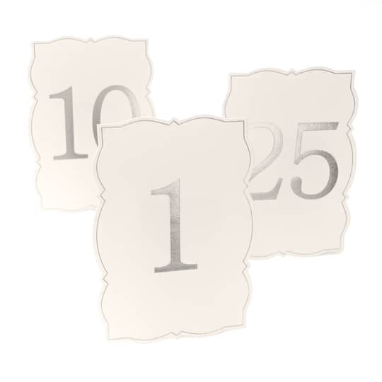 slide 1 of 3, 1-25 Ornate Silver Table Numbers By Celebrate It, 5.5 in x 3.5 in