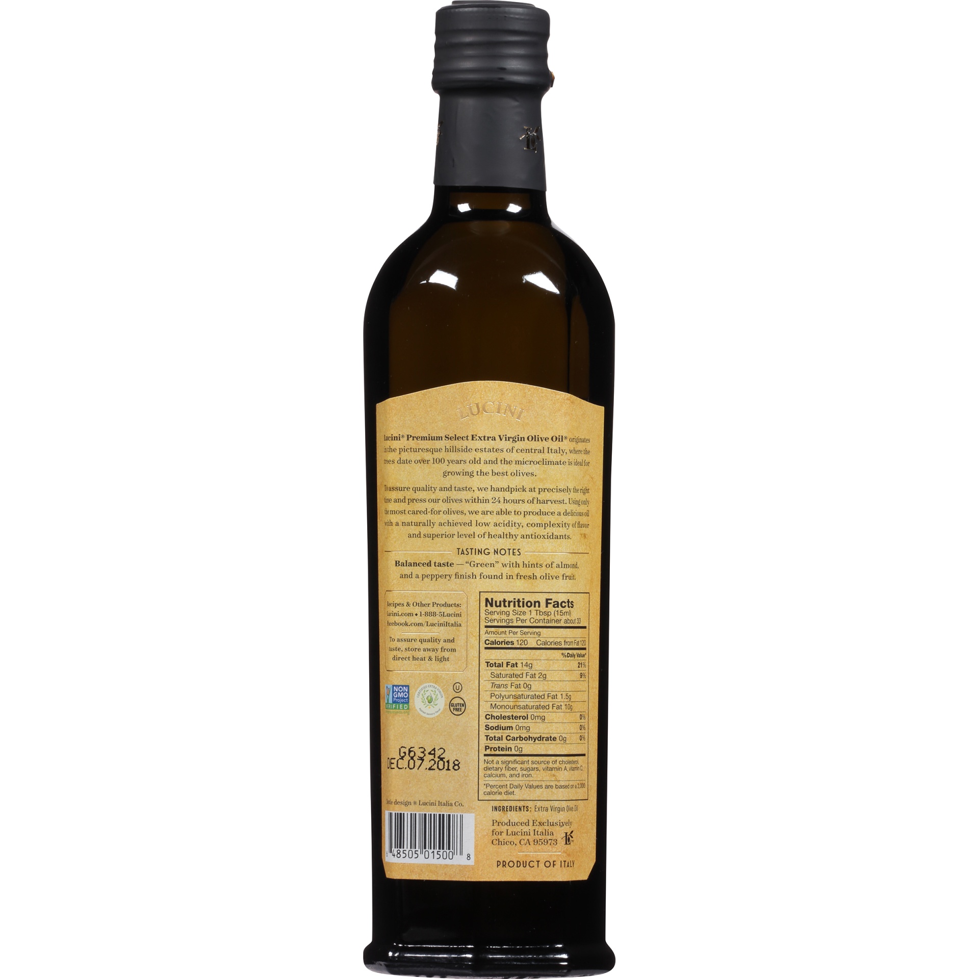 slide 6 of 8, Lucini Extra Virgin Olive Oil 16.9 fl oz, 500 ml