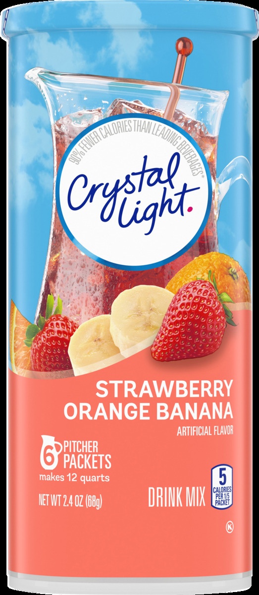 slide 7 of 9, Crystal Light Strawberry Orange Banana Artificially Flavored Powdered Drink Mix Pitcher, 2.4 oz