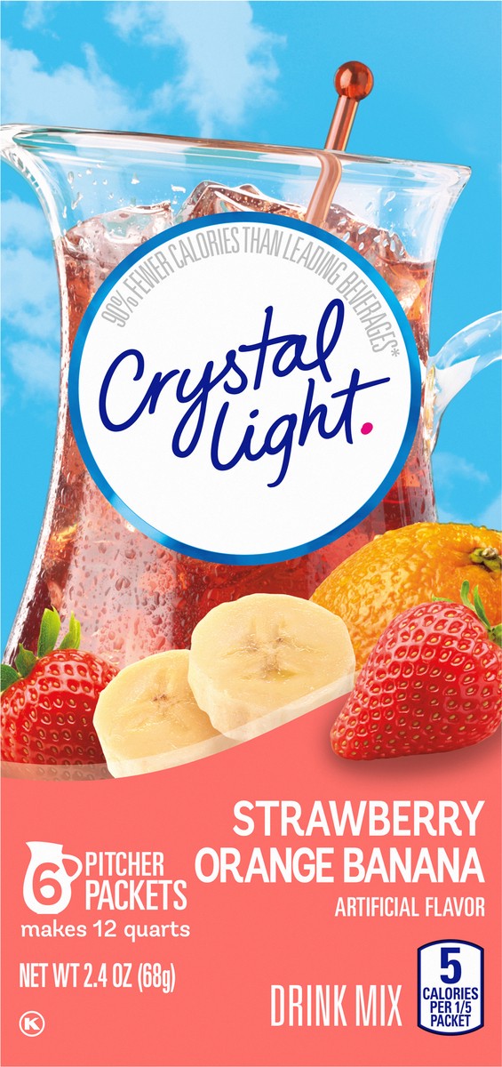 slide 12 of 12, Crystal Light Strawberry Orange Banana Artificially Flavored Powdered Drink Mix, 6 ct Pitcher Packets, 6 ct