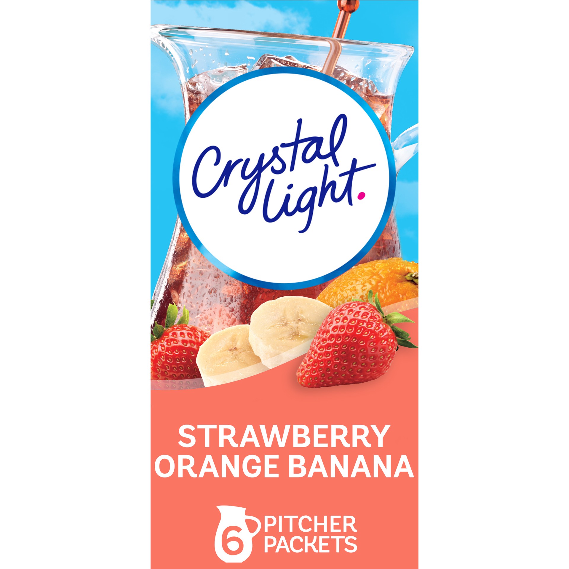 slide 1 of 12, Crystal Light Strawberry Orange Banana Artificially Flavored Powdered Drink Mix, 6 ct Pitcher Packets, 6 ct