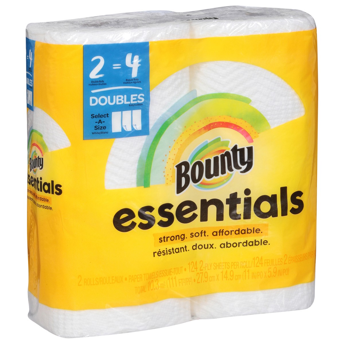 slide 2 of 9, Bounty Essentials Select-A-Size Paper Towels, White, Double Rolls, 2 ct