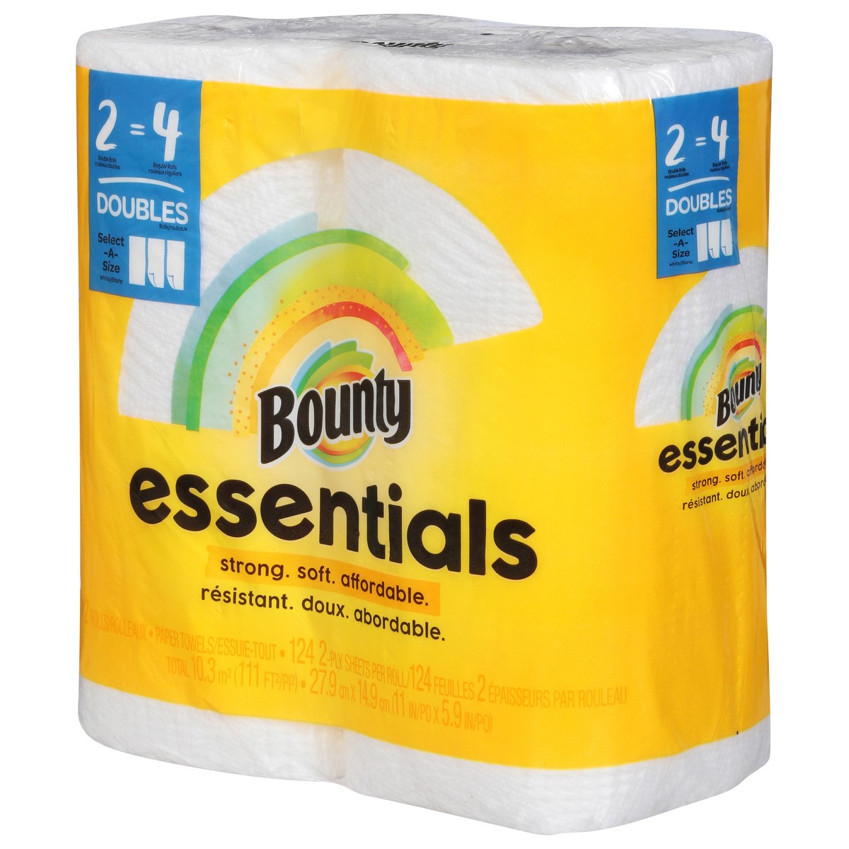 slide 3 of 9, Bounty Essentials Select-A-Size Paper Towels, White, Double Rolls, 2 ct