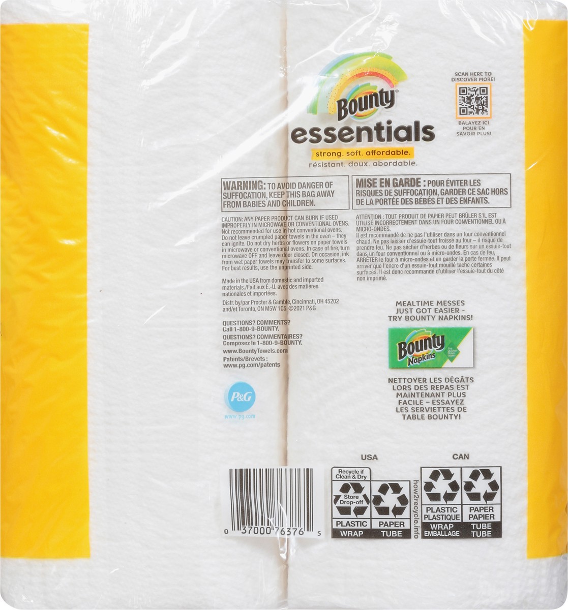 slide 5 of 9, Bounty Essentials Select-A-Size Paper Towels, White, Double Rolls, 2 ct