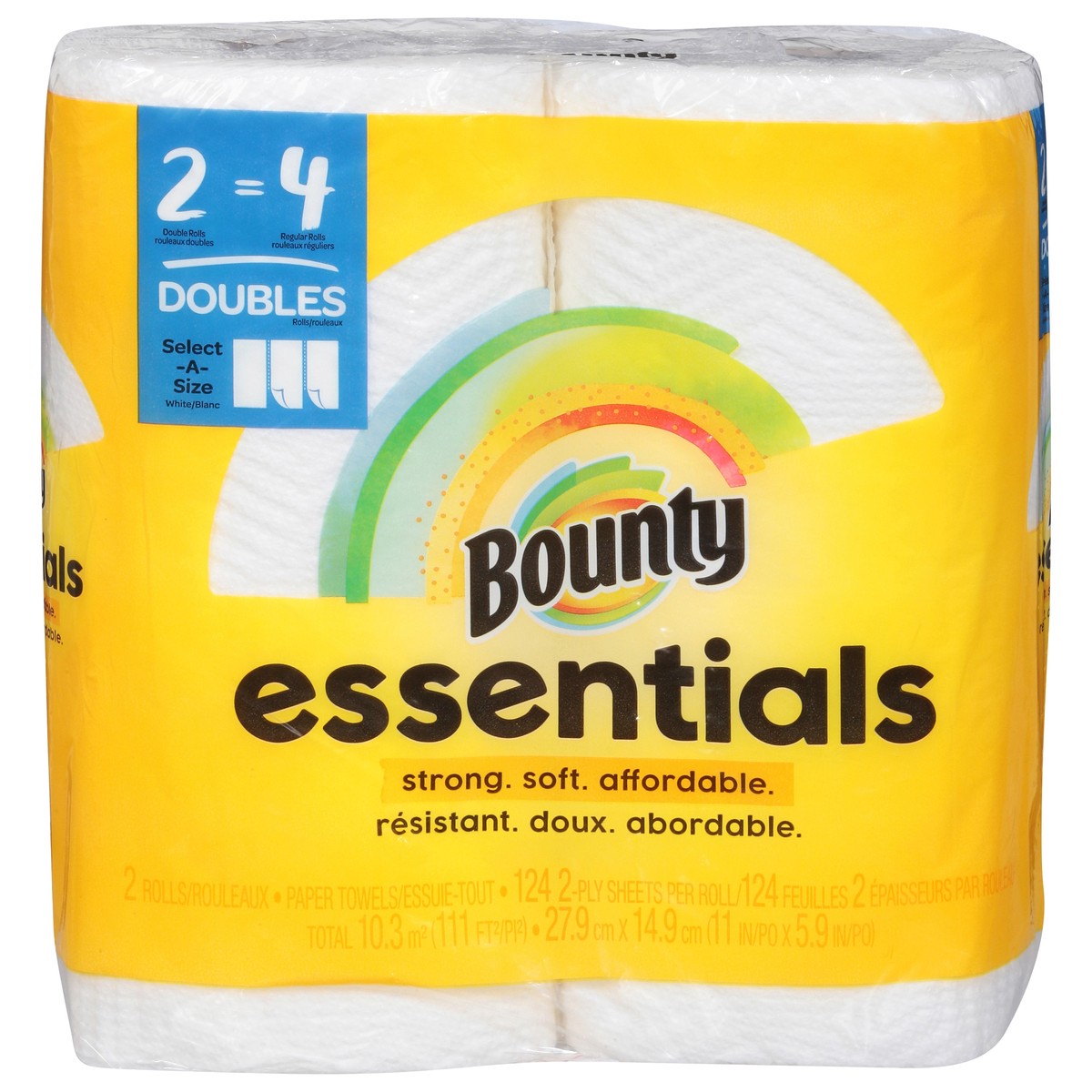 slide 1 of 9, Bounty Essentials Select-A-Size Paper Towels, White, Double Rolls, 2 ct