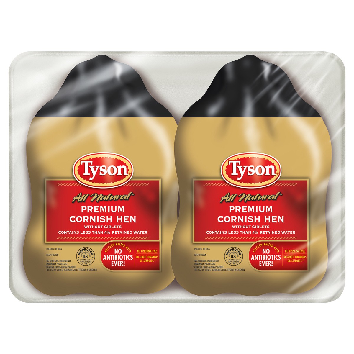 slide 3 of 8, Tyson All Natural* Premium Cornish Hen (Twin Pack), 48 oz. (Frozen), 1.36 kg