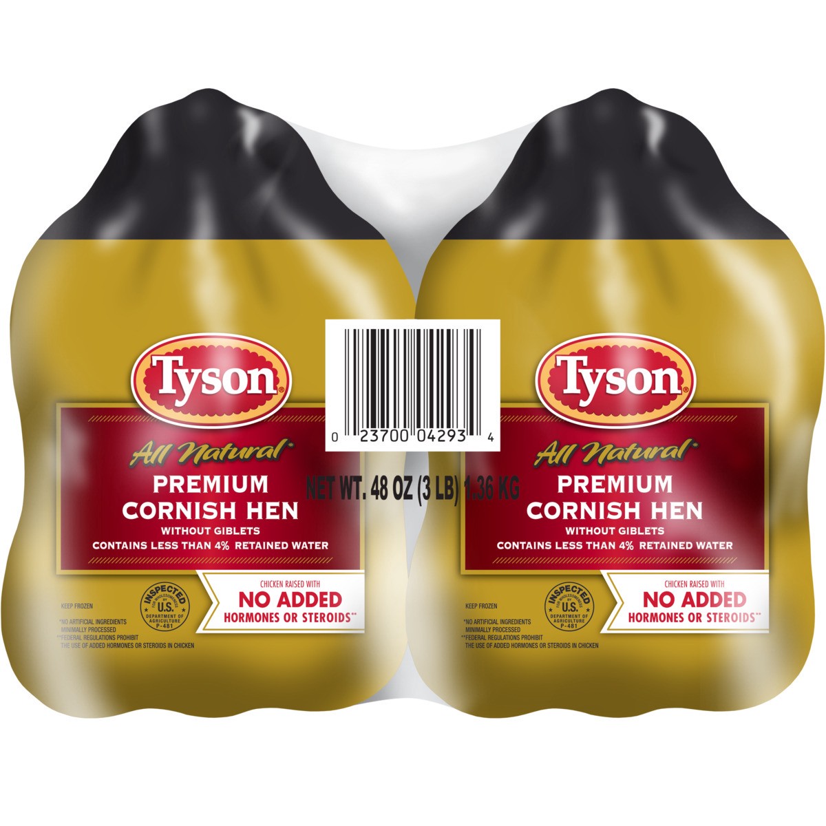 slide 7 of 8, Tyson All Natural* Premium Cornish Hen (Twin Pack), 48 oz. (Frozen), 1.36 kg