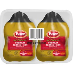 Tyson All Natural* Premium Cornish Hen (Twin Pack), 48 oz. (Frozen)