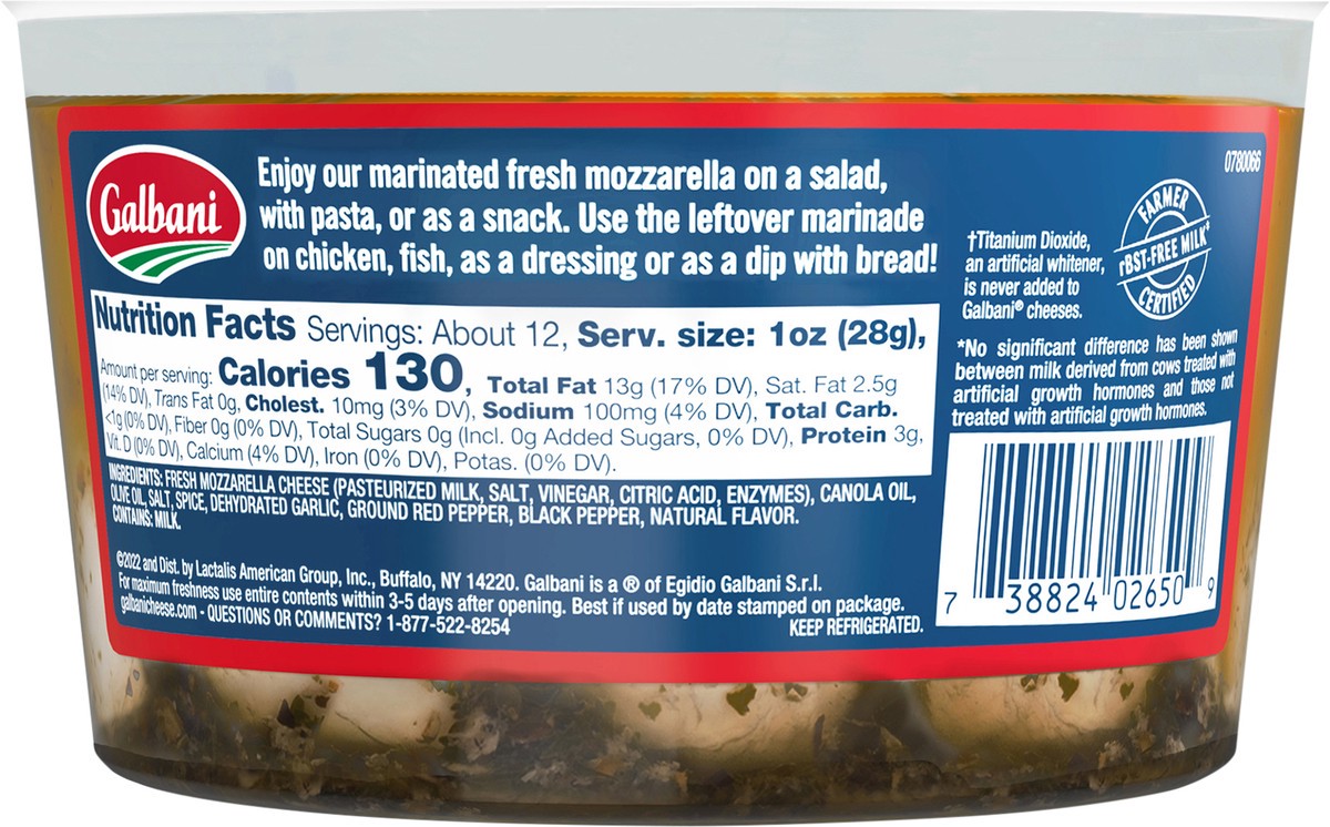 slide 5 of 10, Galbani 12oz Galbani Fresh Mozzarella Marinated Spicy Pepper, 12 oz