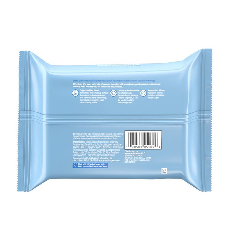 slide 2 of 11, Neutrogena Makeup Remover Wipes - Ultra Soft Micellar Facial Cleansing - 25ct, 25 ct