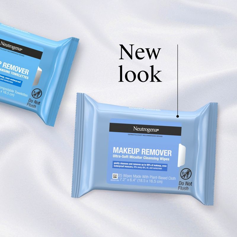 slide 4 of 11, Neutrogena Makeup Remover Wipes - Ultra Soft Micellar Facial Cleansing - 25ct, 25 ct