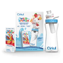 Cirkul 16 oz Plastic Water Bottle Starter Kit with Blue Lid, 1 Flavor Cartridge (Wild Splash Parrot Punch)