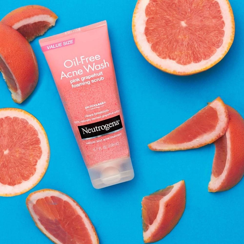 slide 2 of 11, Neutrogena Oil-Free Acne Wash Pink Grapefruit Foaming Scrub, 4.2 fl oz