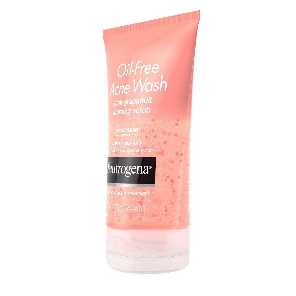 slide 9 of 11, Neutrogena Oil-Free Acne Wash Pink Grapefruit Foaming Scrub, 4.2 fl oz