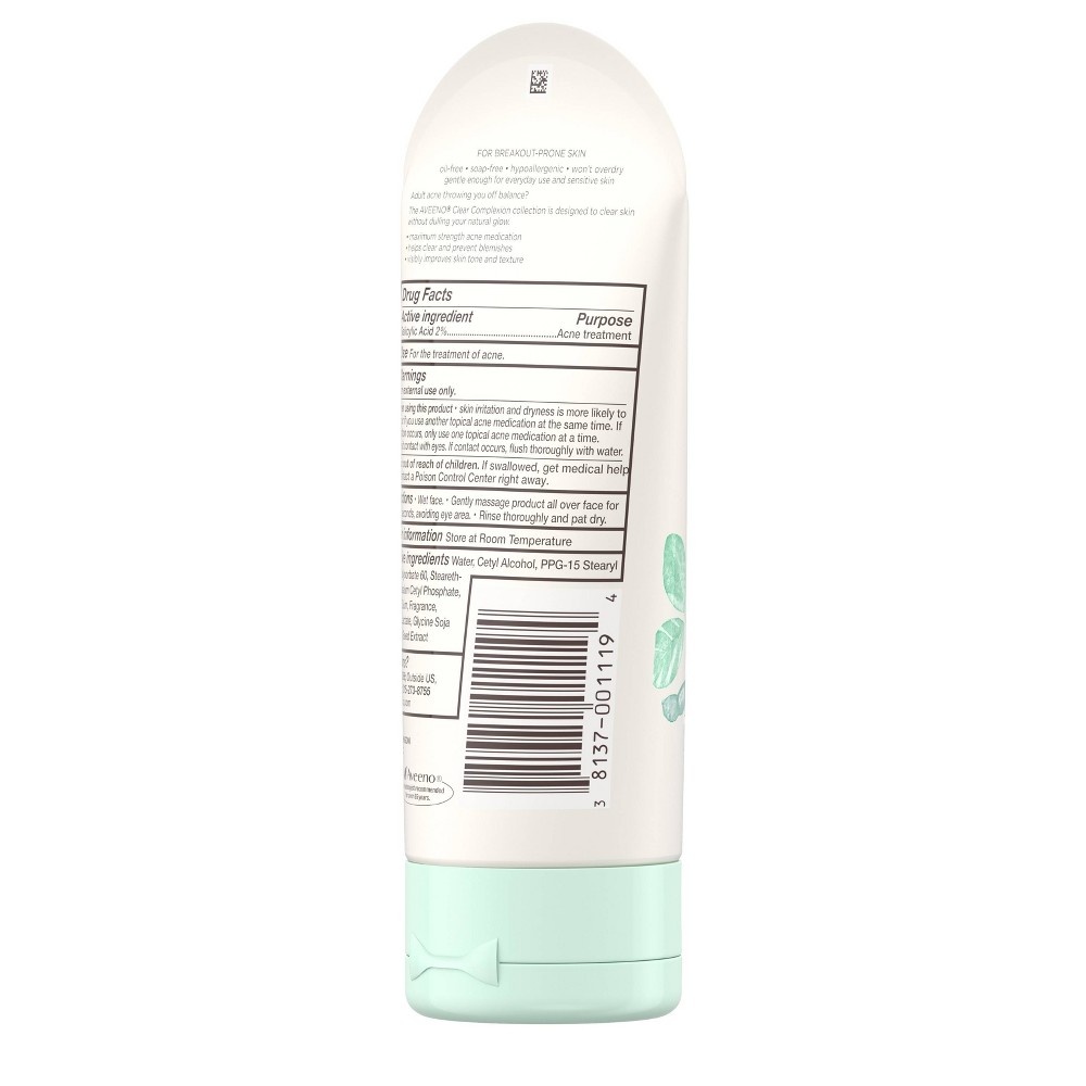 slide 5 of 9, Aveeno Clear Complexion Cream Cleanser with Salicylic Acid, 5 fl oz