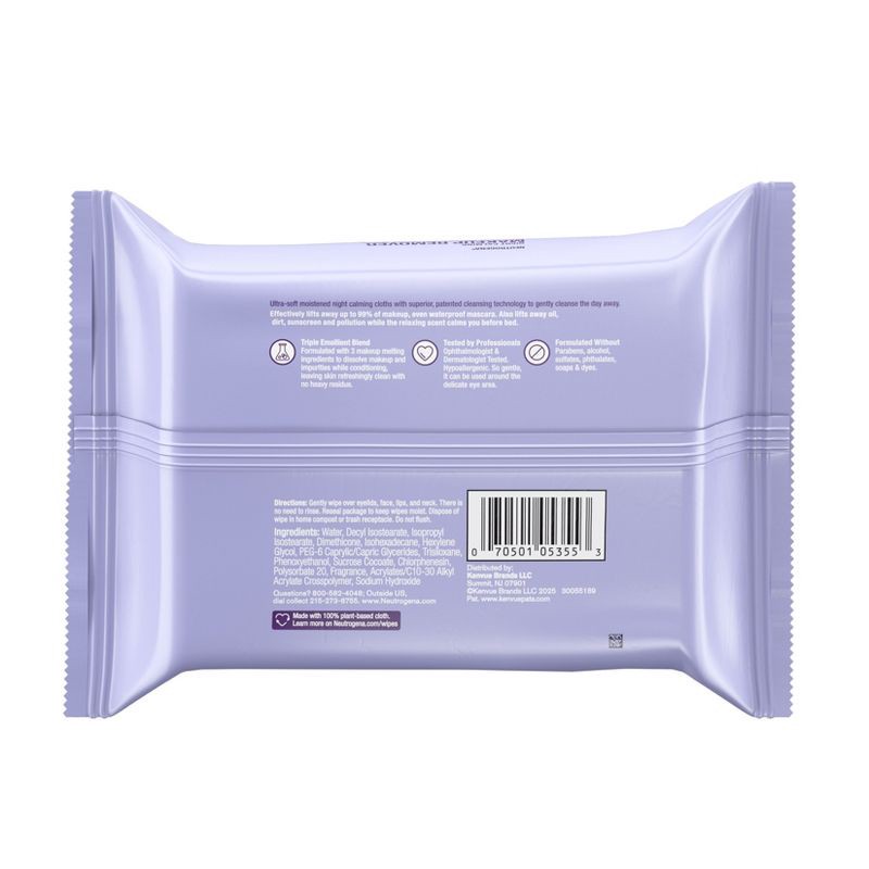 slide 2 of 11, Neutrogena Night Calming Makeup Remover Wipes - Ultra Soft Micellar Facial Cleansing - 25ct, 25 ct
