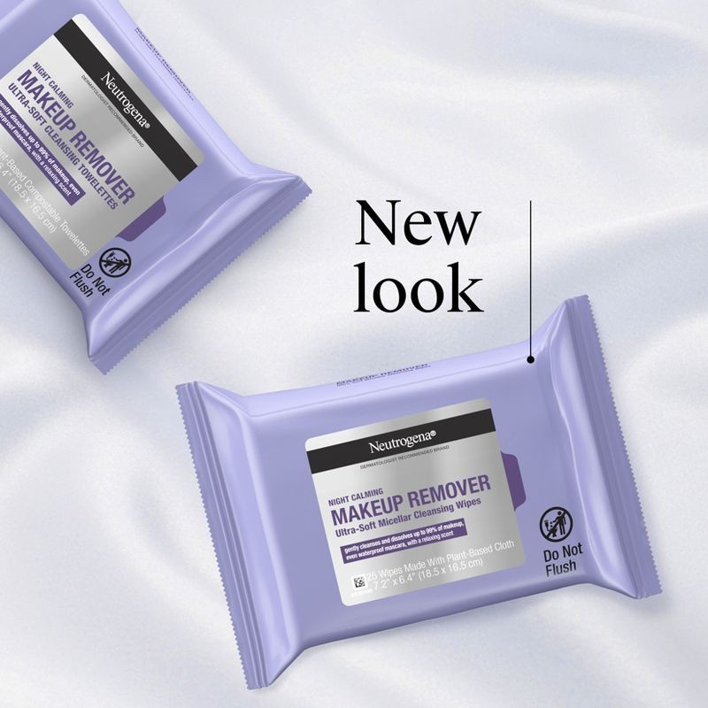 slide 4 of 11, Neutrogena Night Calming Makeup Remover Wipes - Ultra Soft Micellar Facial Cleansing - 25ct, 25 ct