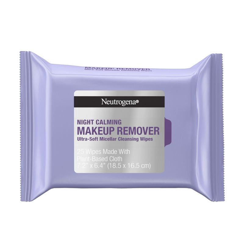 slide 1 of 11, Neutrogena Night Calming Makeup Remover Wipes - Ultra Soft Micellar Facial Cleansing - 25ct, 25 ct
