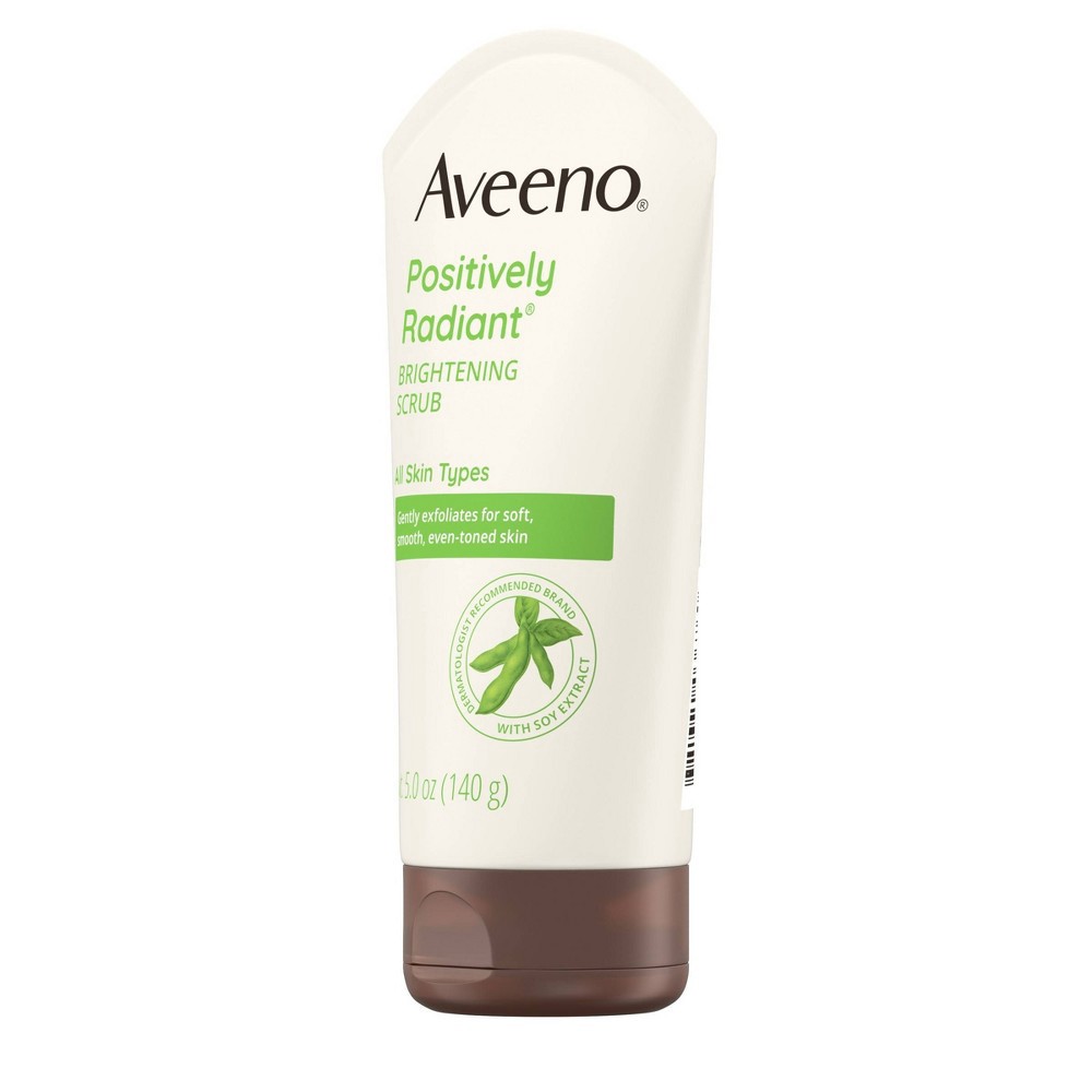 slide 5 of 7, Aveeno Positively Radiant Skin Brightening Exfoliating Daily Facial Scrub, Moisture-Rich Soy Extract, helps improve skin tone & texture, Oil-& Soap-Free, Hypoallergenic, 5 oz