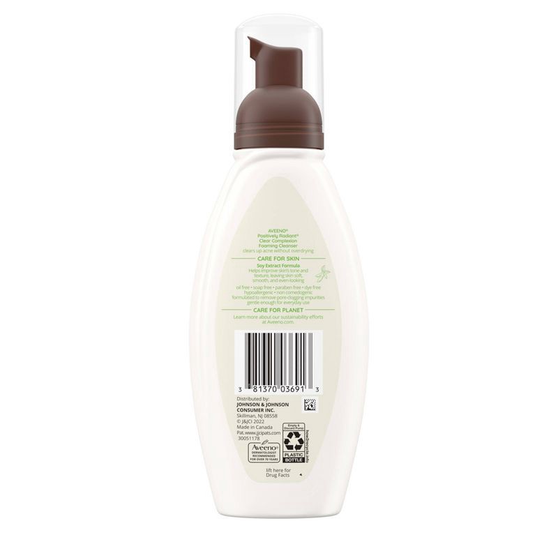 slide 8 of 10, Aveeno Clear Complexion Foaming Oil-Free Facial Cleanser with Soy Extract & Salicylic Acid for Acne-Prone Skin - 6 fl oz, 6 fl oz