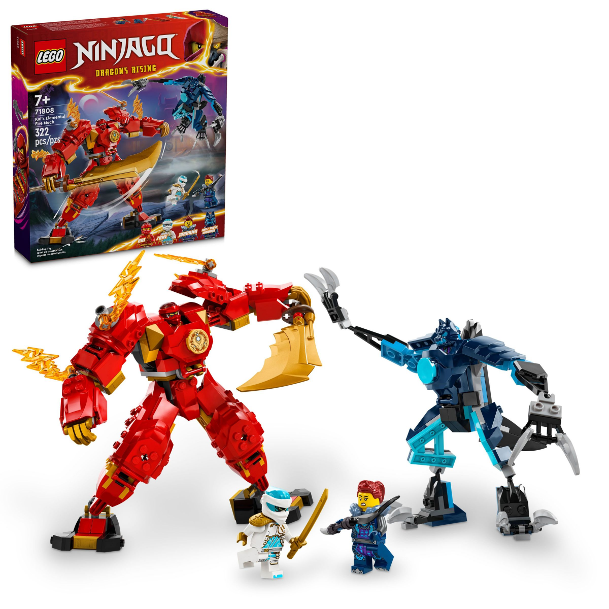 slide 1 of 21, LEGO NINJAGO Kais Elemental Fire Mech Action Figure 71808, 1 ct