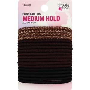 slide 1 of 1, Beauty 360 Medium Hold Ponytailers Brown/Black, 18 ct