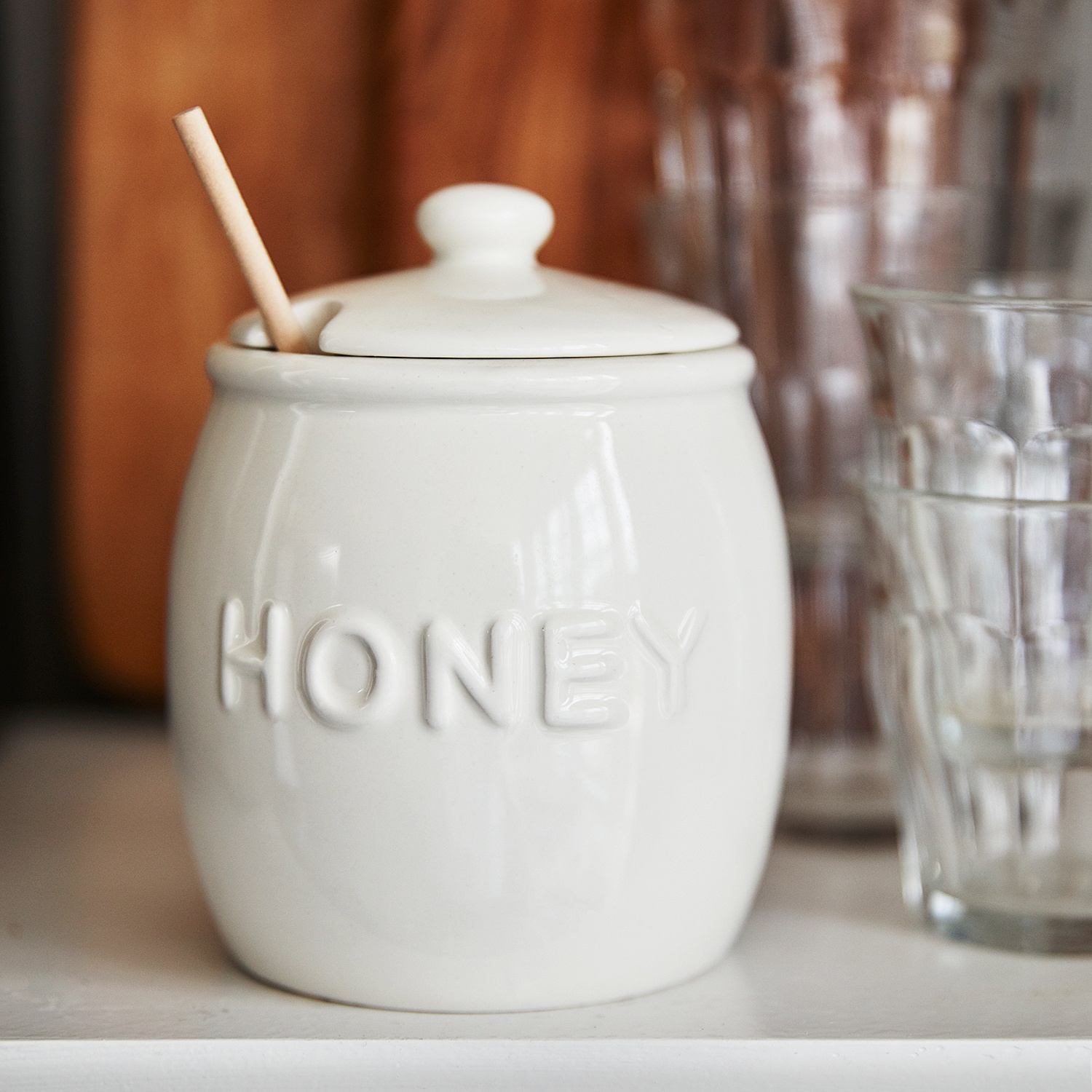 slide 1 of 1, Sur La Table Honey Pot with Wooden Dipper, 1 ct