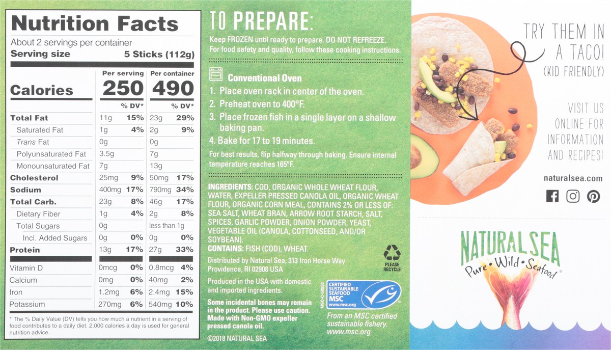 slide 11 of 13, Natural Sea Breaded Cod Fish Sticks, 8 oz